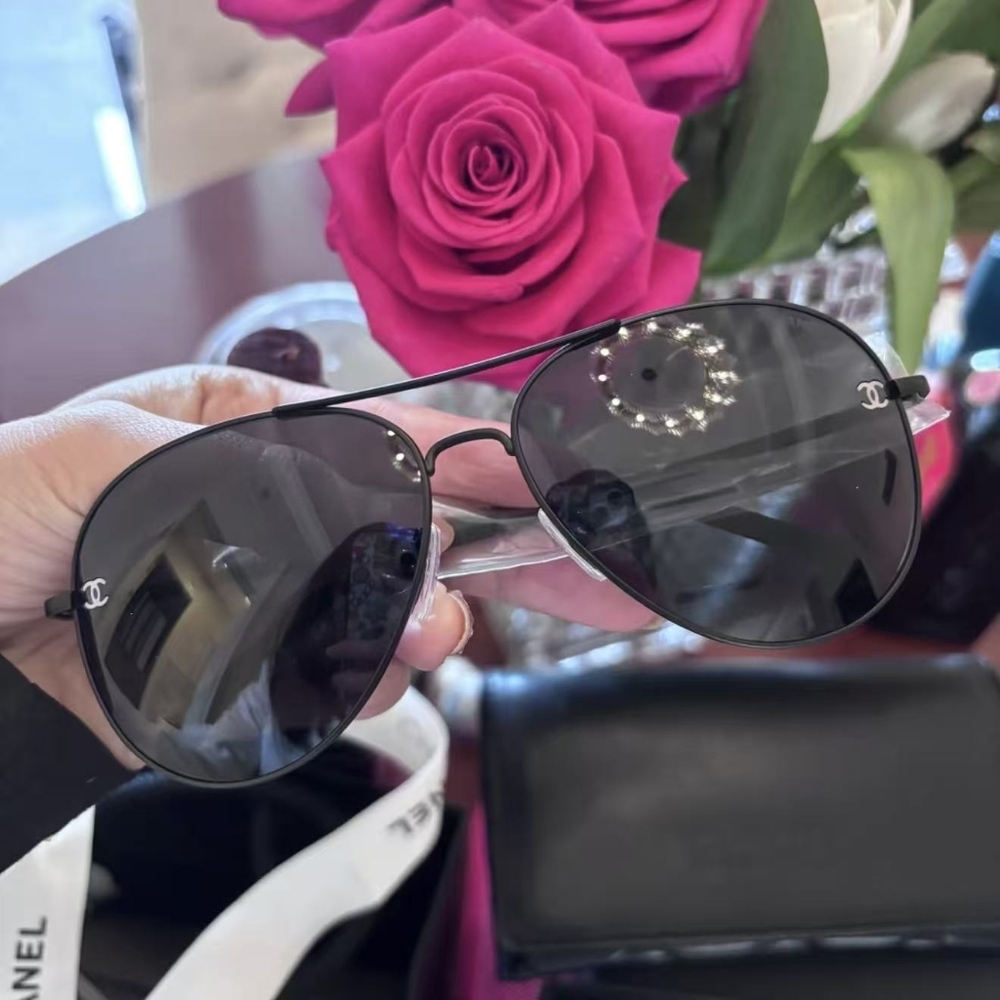 Chanel Black Aviator Sunglasses